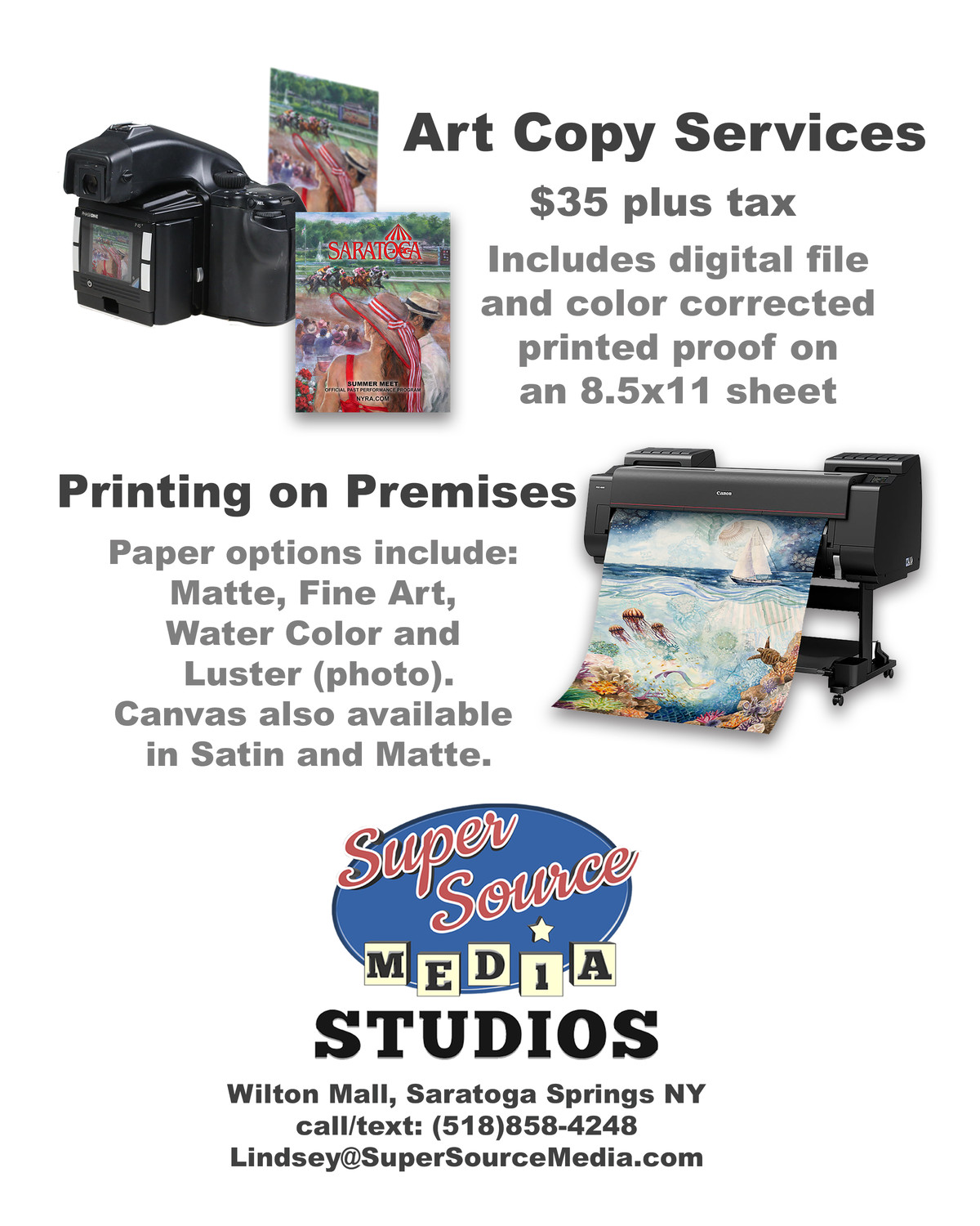 art copy in saratoga springs NY rates 